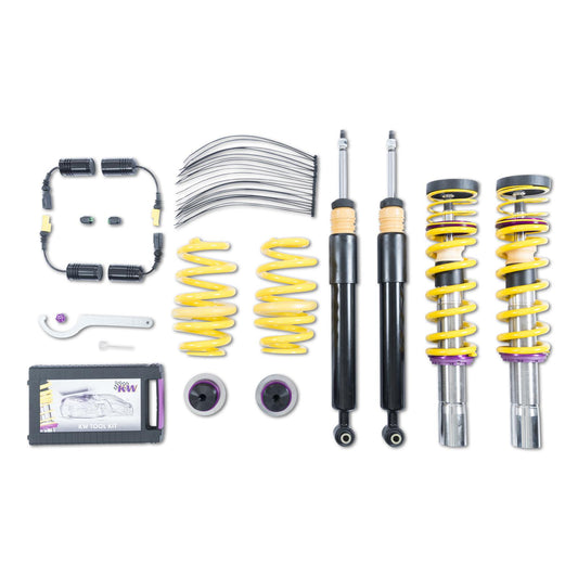 Койловерна підвіска V1 з нержавіючої сталі (включаючи комплект для скасування електронних амортизаторів) — AUDI A4 (B9) 8W2, B8, AUDI A4 Avant (B9) B8, 8W5, AUDI A5 (B8) F53, AUDI A5 Sportback (B8) F5A (1.4 TFSI…45 TFSI Mild Hybrid quattro)