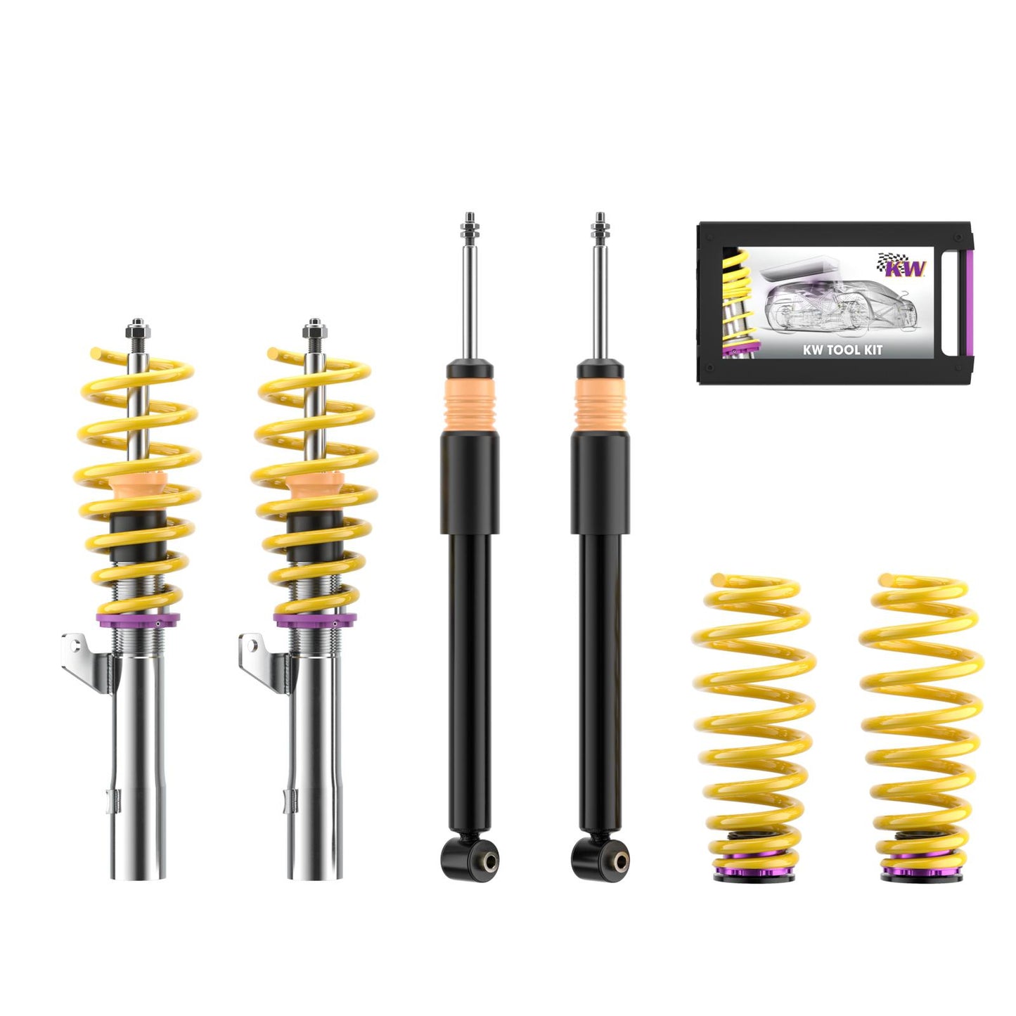 Койловер підвіска V2 inox (включаючи комплект для скасування електронних амортизаторів) — AUDI A3 Sportback (GY) 8YA, AUDI A3 Saloon (GY) 8YS, CUPRA LEON (KL1, KU1, KUG), VW GOLF VIII (CD1, DA1) (1.5 TSI…35 TDI)